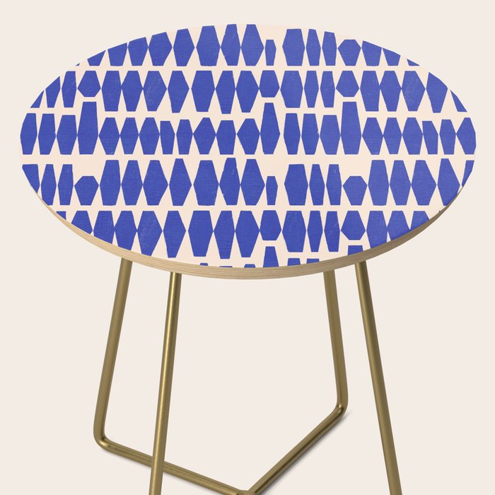 Handrawn Geometric Blue Pattern Side Table Gallery Image 2
