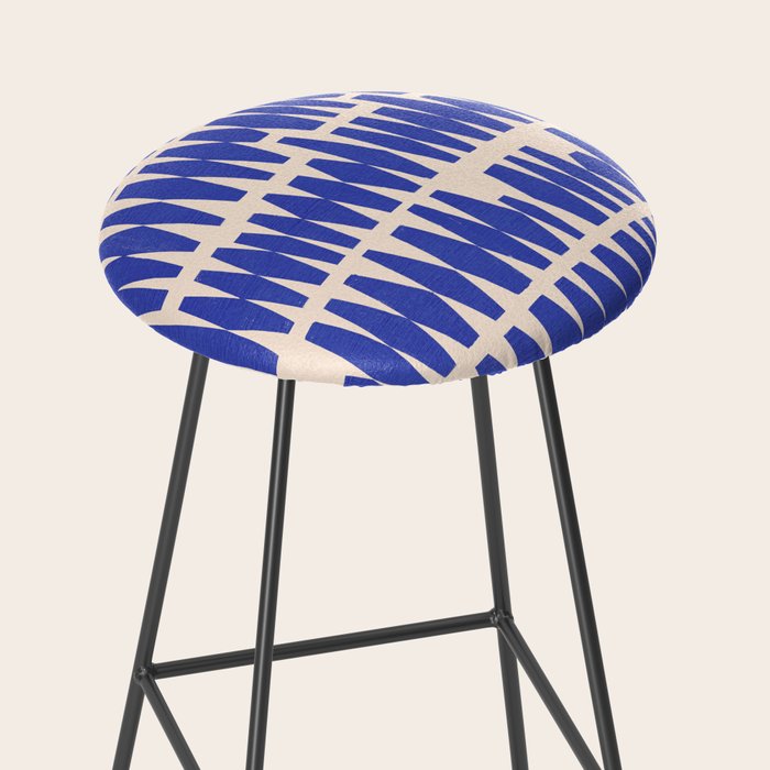 Handrawn Geometric Blue Pattern Stool Gallery Image 2