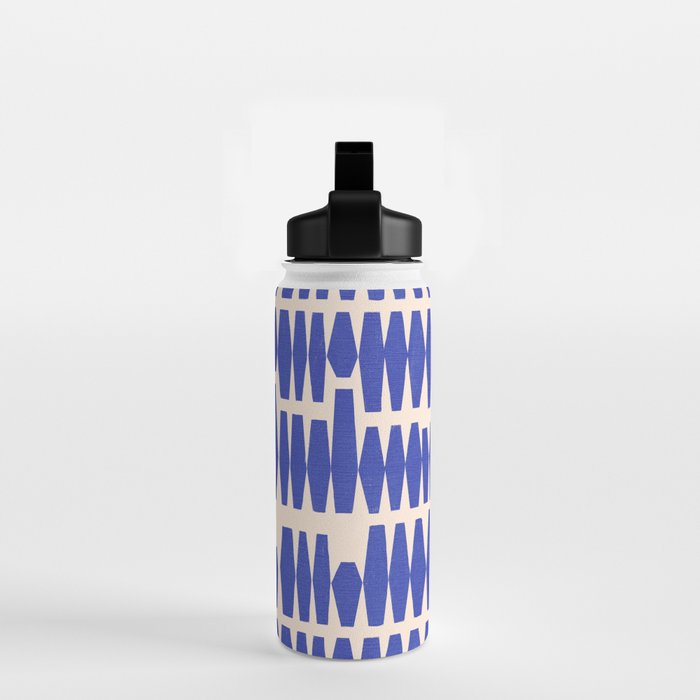 Handrawn Geometric Blue Pattern Water Bottle Gallery Image 2