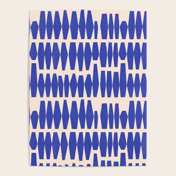 Handrawn Geometric Blue Pattern Poster Gallery Image 1