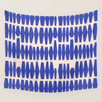 Handrawn Geometric Blue Pattern Wall Tapestry Gallery Image 4