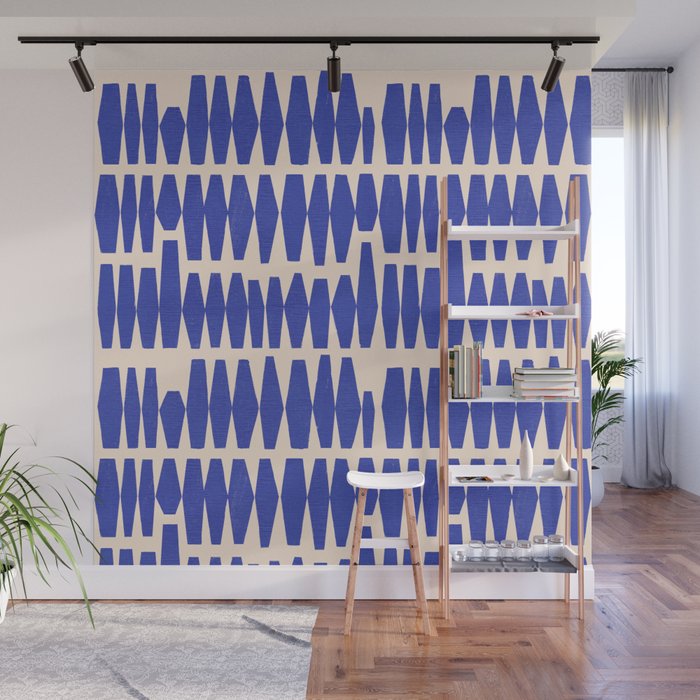 Handrawn Geometric Blue Pattern Wall Mural Gallery Image 1