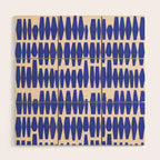 Handrawn Geometric Blue Pattern Wood Wall Art Gallery Image 1