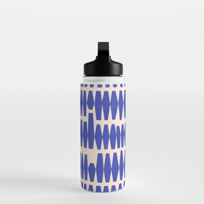 Handrawn Geometric Blue Pattern Water Bottle Gallery Image 3