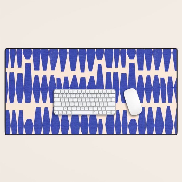 Handrawn Geometric Blue Pattern Desk Mat Gallery Image 1