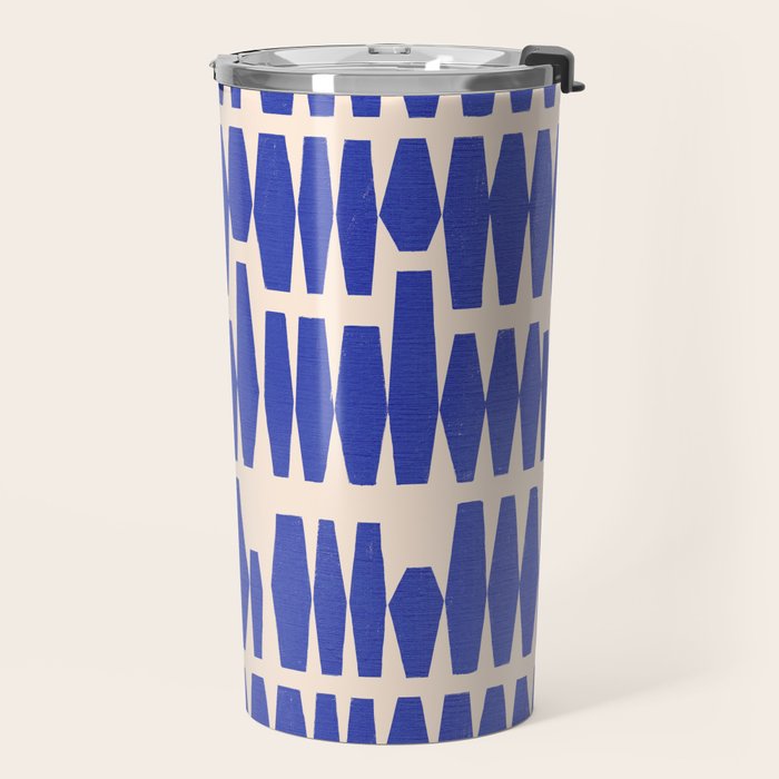 Handrawn Geometric Blue Pattern Travel Mug Gallery Image 2