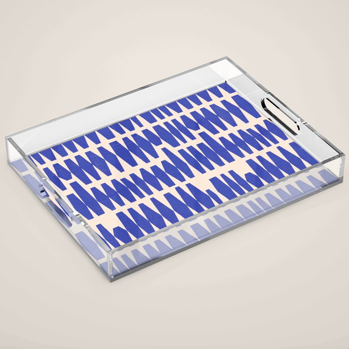Handrawn Geometric Blue Pattern Acrylic Tray Gallery Image 1