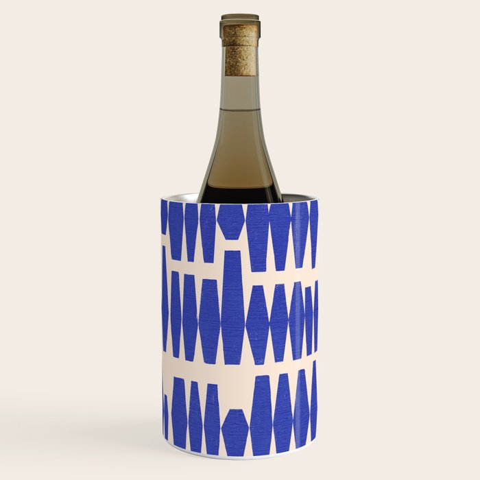 Handrawn Geometric Blue Pattern Wine Chiller Gallery Image 3