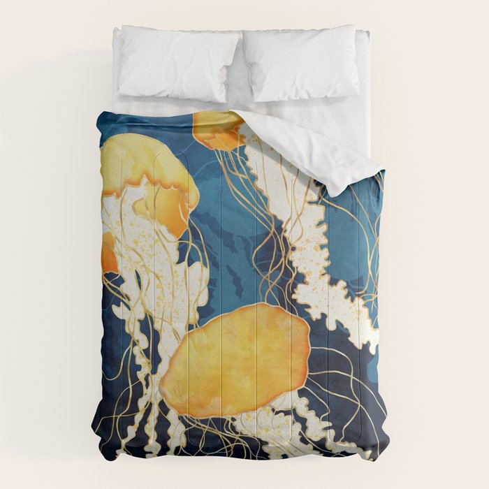Yellow Metallic Jellyfish Comforter Gallery Image 1