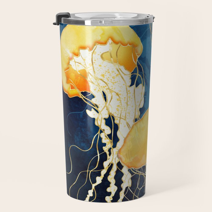 Yellow Metallic Jellyfish Travel Mug Gallery Image 3