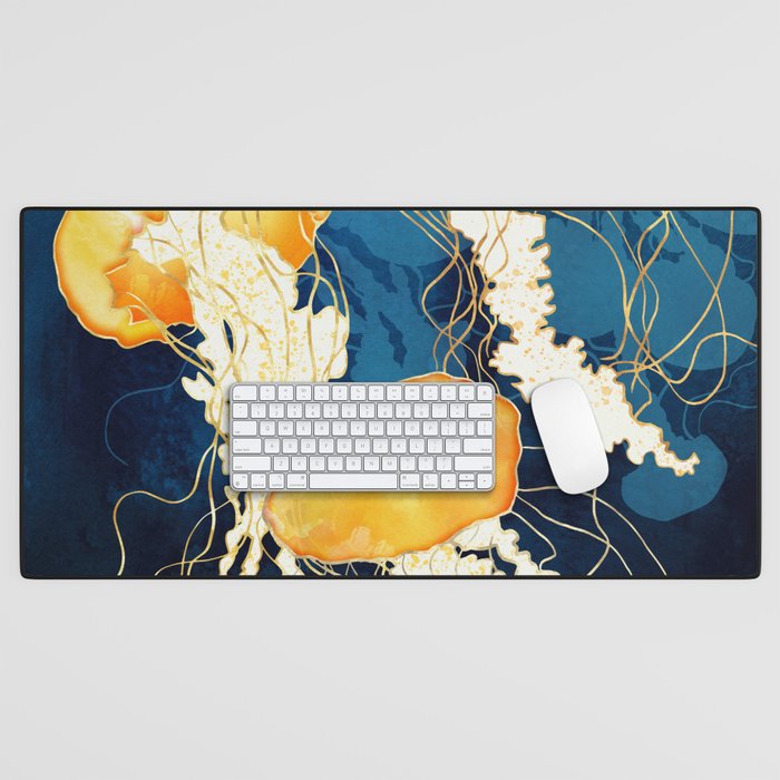 Yellow Metallic Jellyfish Desk Mat Gallery Image 1