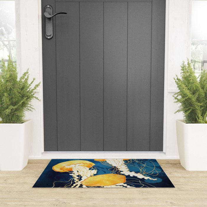 Yellow Metallic Jellyfish Welcome Mat Gallery Image 3