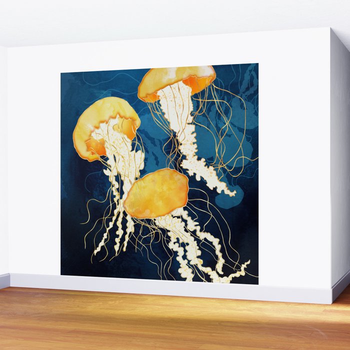 Yellow Metallic Jellyfish Wall Mural Gallery Image 2