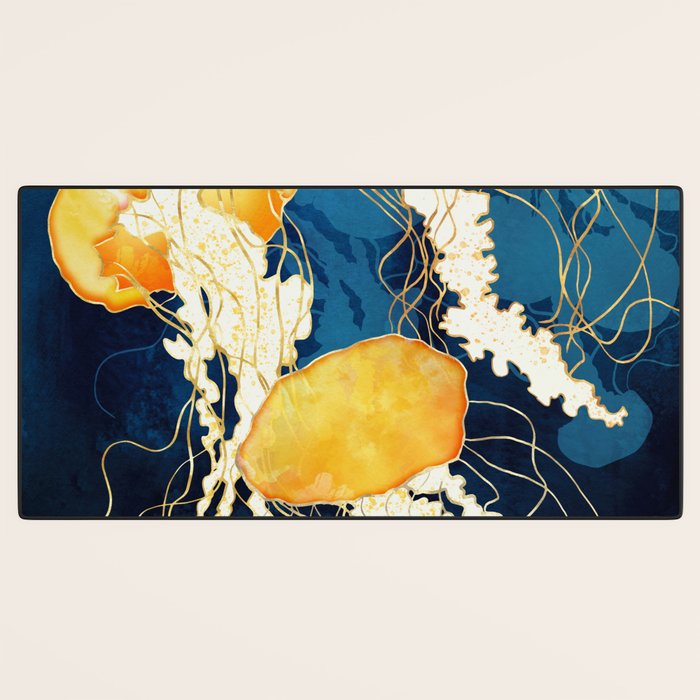 Yellow Metallic Jellyfish Desk Mat Gallery Image 3