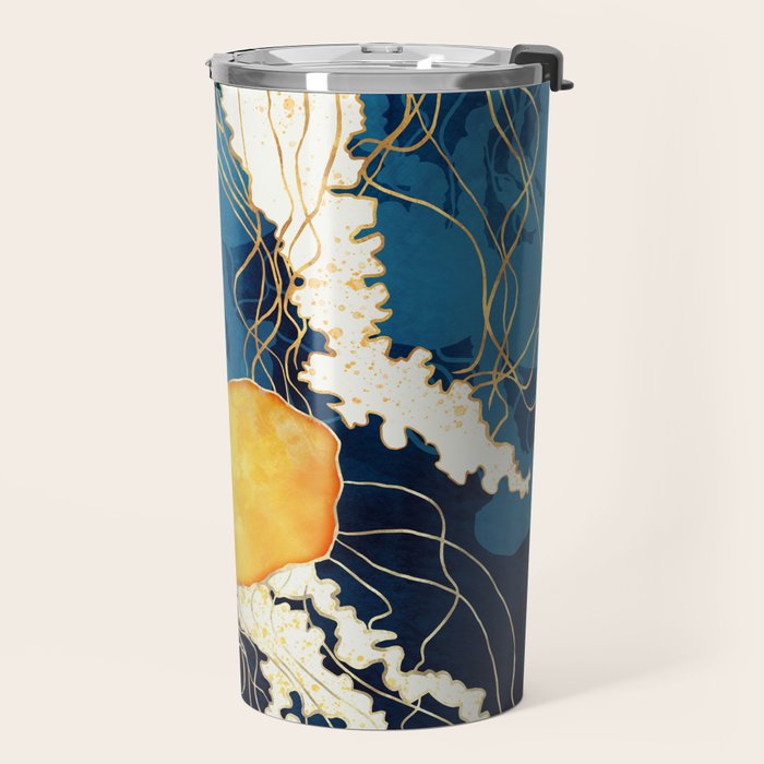 Yellow Metallic Jellyfish Travel Mug Gallery Image 2