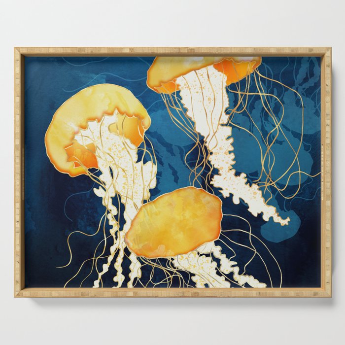 Yellow Metallic Jellyfish Serving Tray Gallery Image 1