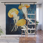 Yellow Metallic Jellyfish Wall Mural Gallery Image 1