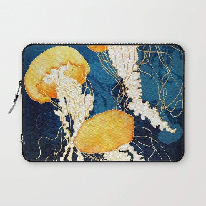 Yellow Metallic Jellyfish Laptop Sleeve Gallery Image 1