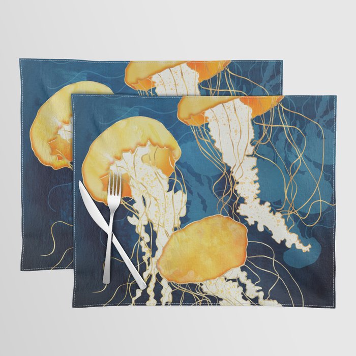 Yellow Metallic Jellyfish Placemat Gallery Image 1