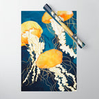 Yellow Metallic Jellyfish Wrapping Paper Gallery Image 1