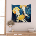 Yellow Metallic Jellyfish Wall Tapestry Gallery Image 2