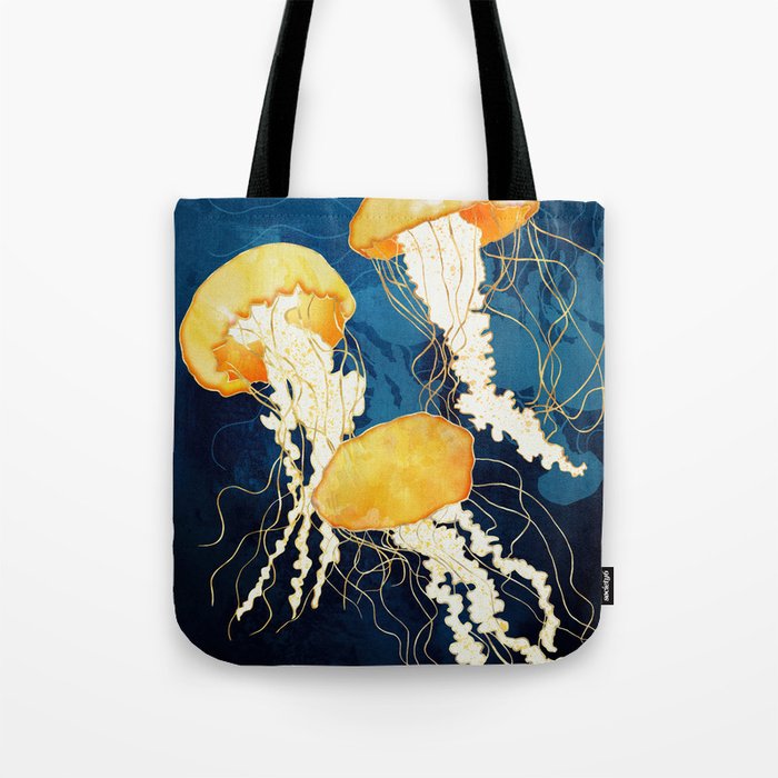 Yellow Metallic Jellyfish Tote Bag Gallery Image 1