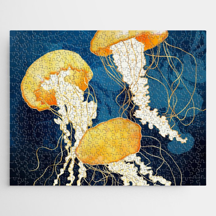 Yellow Metallic Jellyfish Jigsaw Puzzle Gallery Image 1