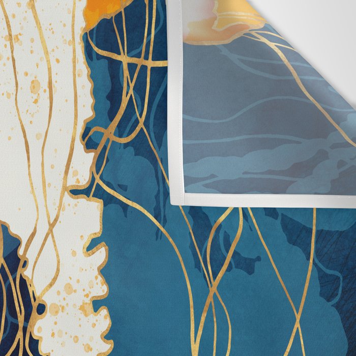 Yellow Metallic Jellyfish Wall Tapestry Gallery Image 3