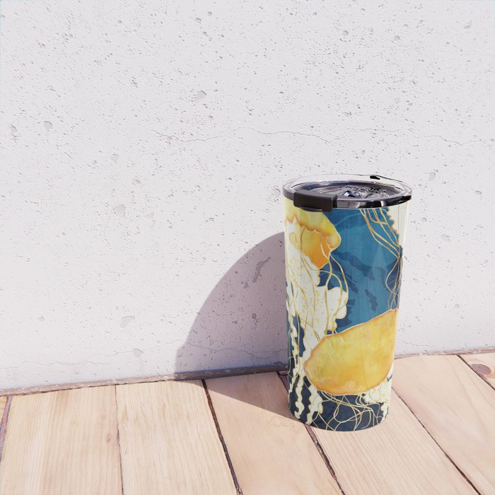 Yellow Metallic Jellyfish Travel Mug Gallery Image 4