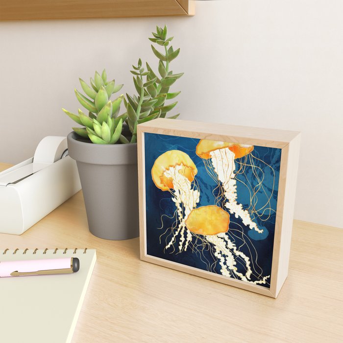 Yellow Metallic Jellyfish Mini Art Print Gallery Image 2