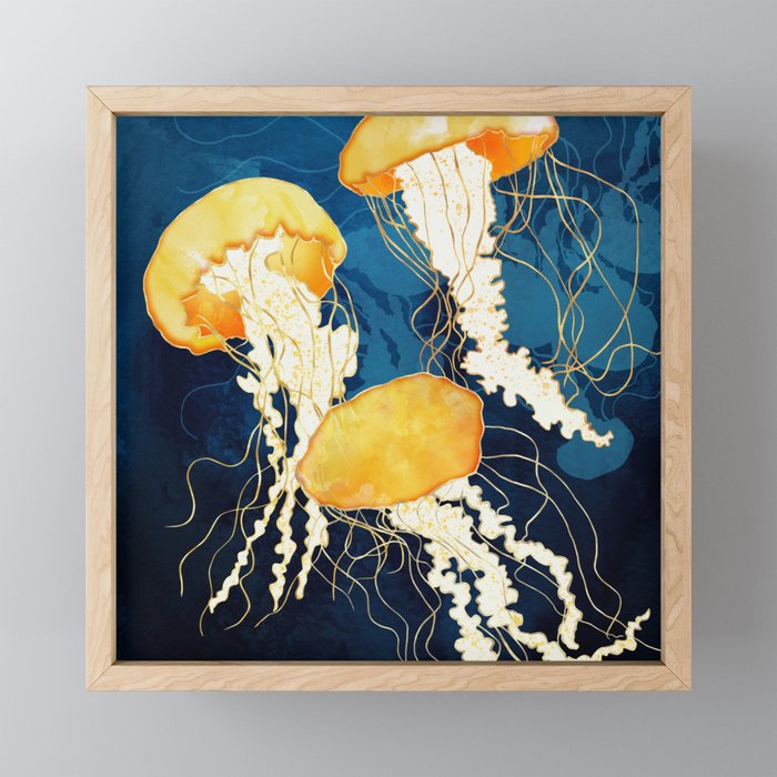 Yellow Metallic Jellyfish Mini Art Print Gallery Image 1