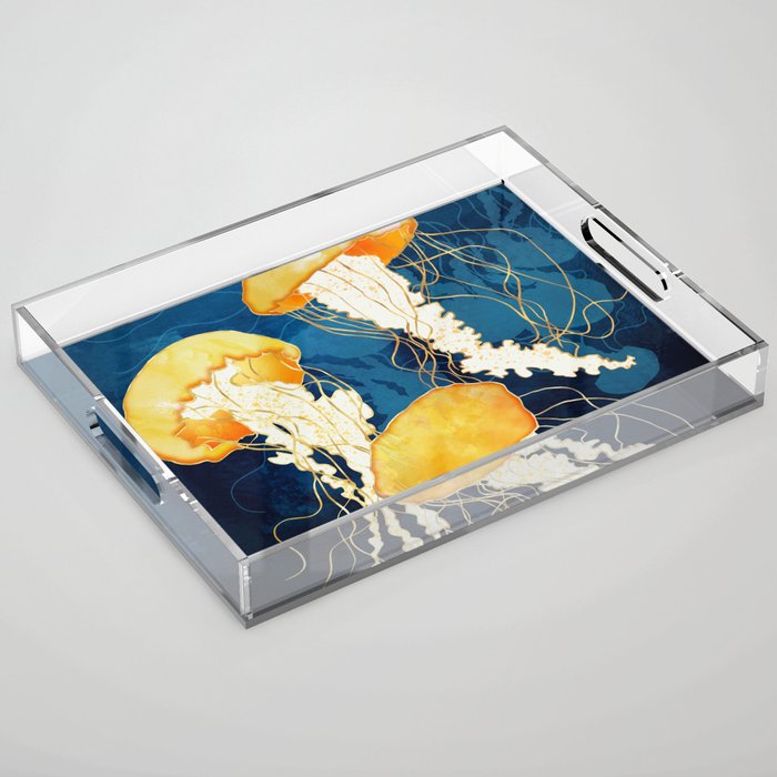 Yellow Metallic Jellyfish Acrylic Tray Gallery Image 1