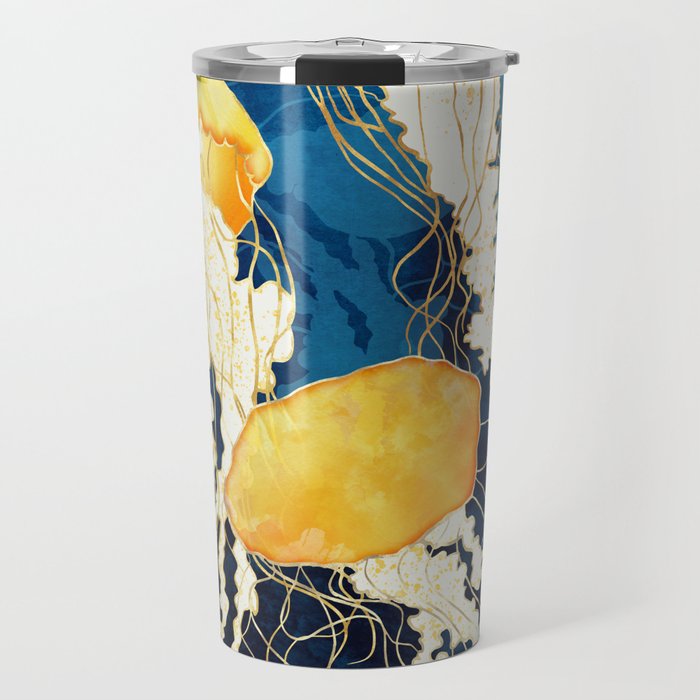 Yellow Metallic Jellyfish Travel Mug Gallery Image 1