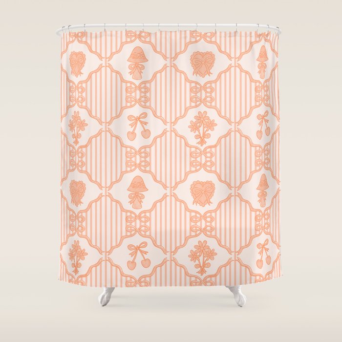Eloise Print in Peach Shower Curtain Gallery Image 1
