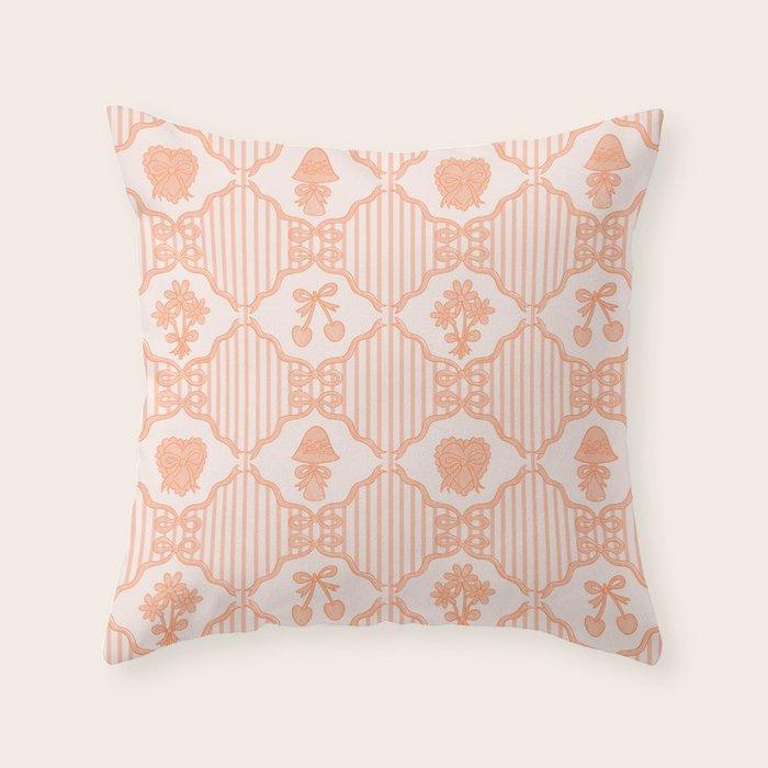 Eloise Print in Peach Throw Pillow Gallery Image 1