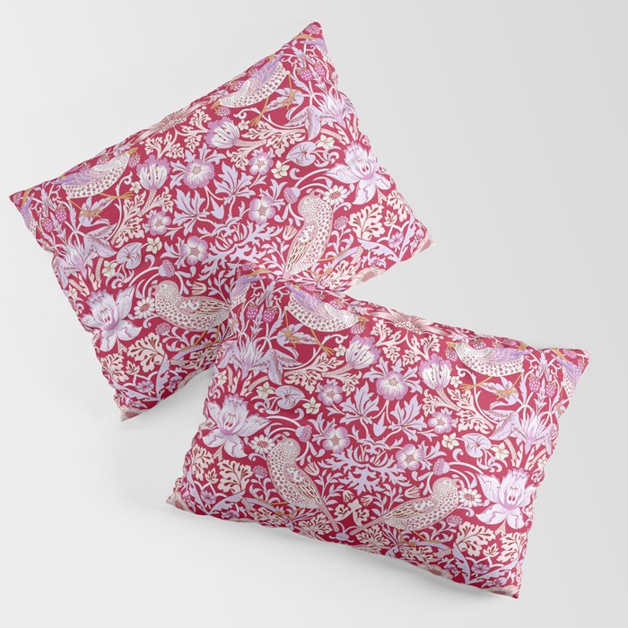 William Morris Strawberry Thief Hot Fuschia Pink Pillow Sham Gallery Image 3