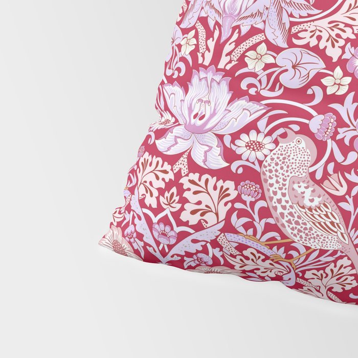 William Morris Strawberry Thief Hot Fuschia Pink Pillow Sham Gallery Image 4