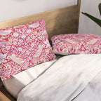 William Morris Strawberry Thief Hot Fuschia Pink Pillow Sham Gallery Image 2