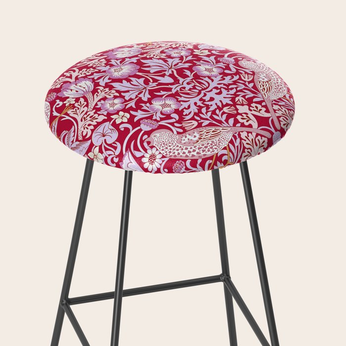 William Morris Strawberry Thief Hot Fuschia Pink Stool Gallery Image 2