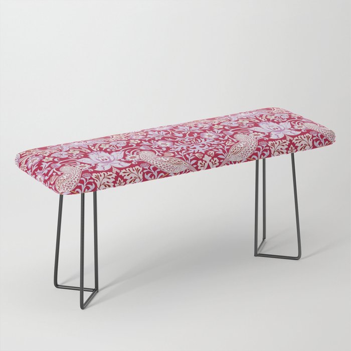William Morris Strawberry Thief Hot Fuschia Pink Bench Gallery Image 1