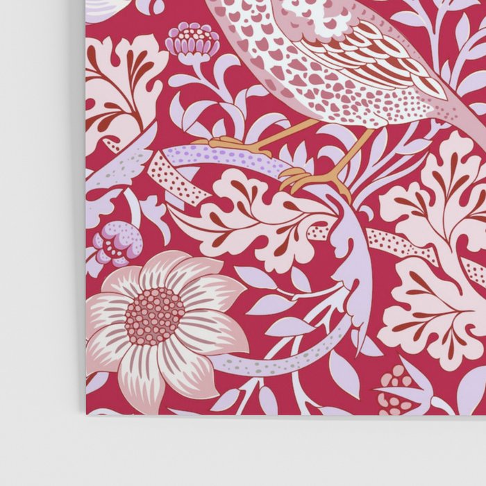 William Morris Strawberry Thief Hot Fuschia Pink Poster Gallery Image 3
