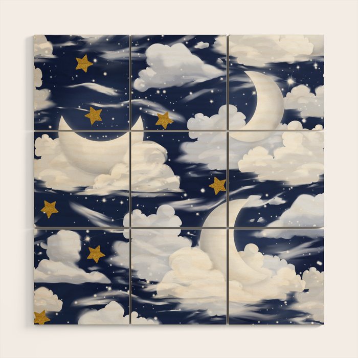 Magical Moon and Stars Wood Wall Art Gallery Image 1