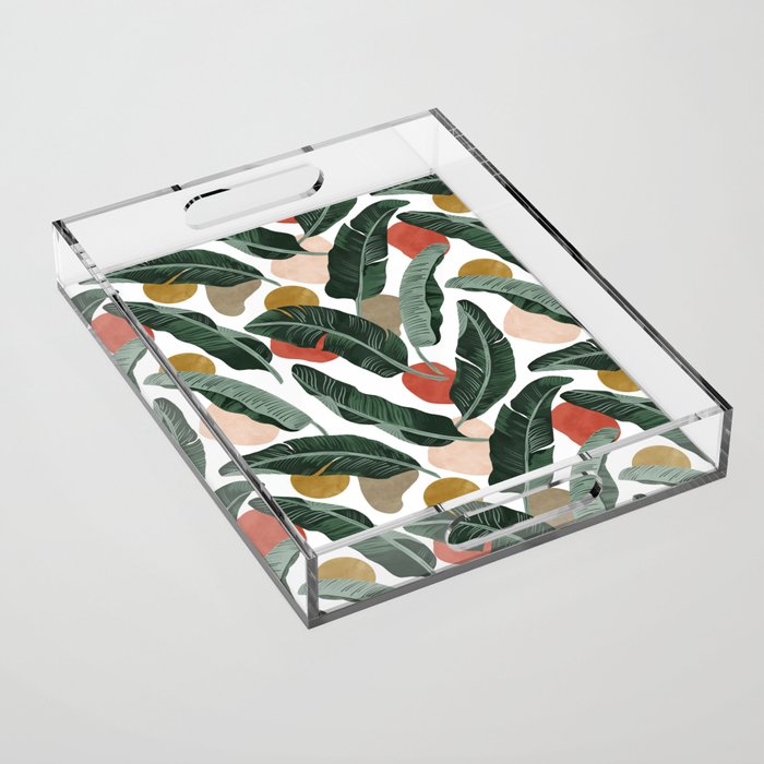 Modern banana leaf Acrylic Tray Gallery Image 1
