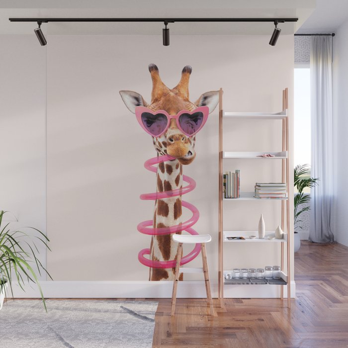 THIRSTY GIRAFFE Wall Mural Gallery Image 1