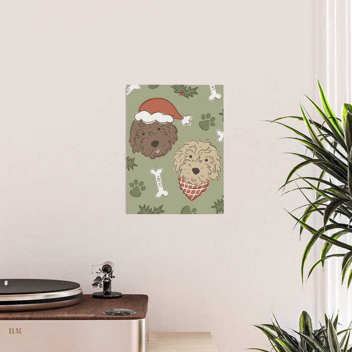 Holiday Doodle Dogs . Tan and Brown Poster Gallery Image 2