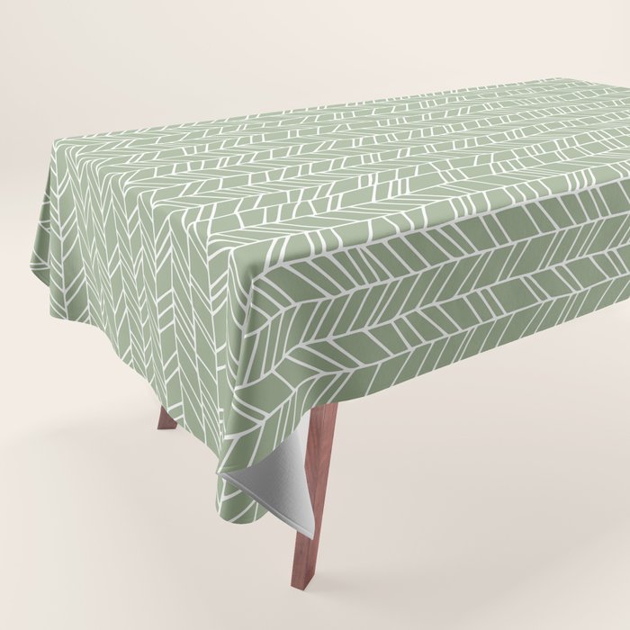 Rustic Herringbone in Sage Green Tablecloth Gallery Image 1