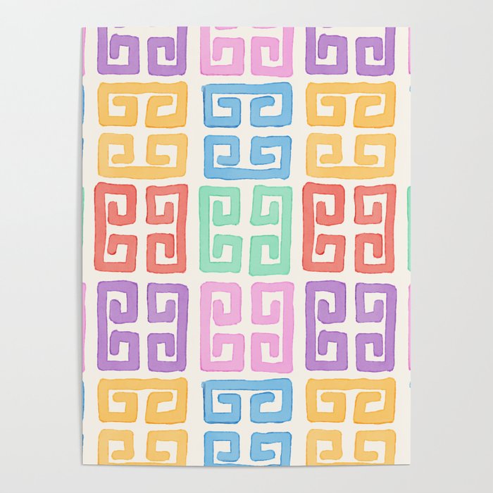 Colorful Greek Style Pattern Poster Gallery Image 1