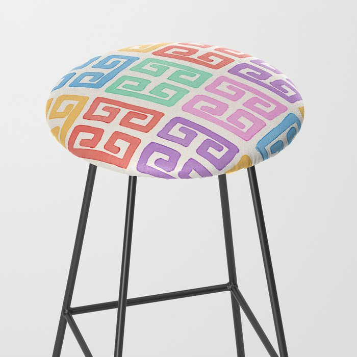 Colorful Greek Style Pattern Stool Gallery Image 2