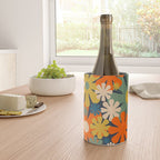 Les Fleurs Cheerful Retro Flowers in Vase Blue Wine Chiller Gallery Image 4