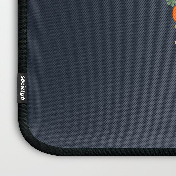 Les Fleurs Cheerful Retro Flowers in Vase Blue Laptop Sleeve Gallery Image 3